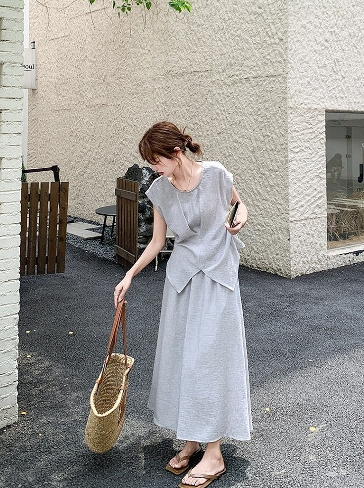 Elegant Summer Vest And Skirt Set
