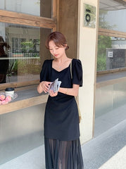 Elegant Vintage Patchwork Maxi Dress Summer Style