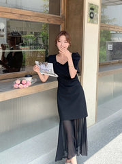 Elegant Vintage Patchwork Maxi Dress Summer Style
