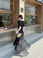 Elegant Vintage Patchwork Maxi Dress Summer Style