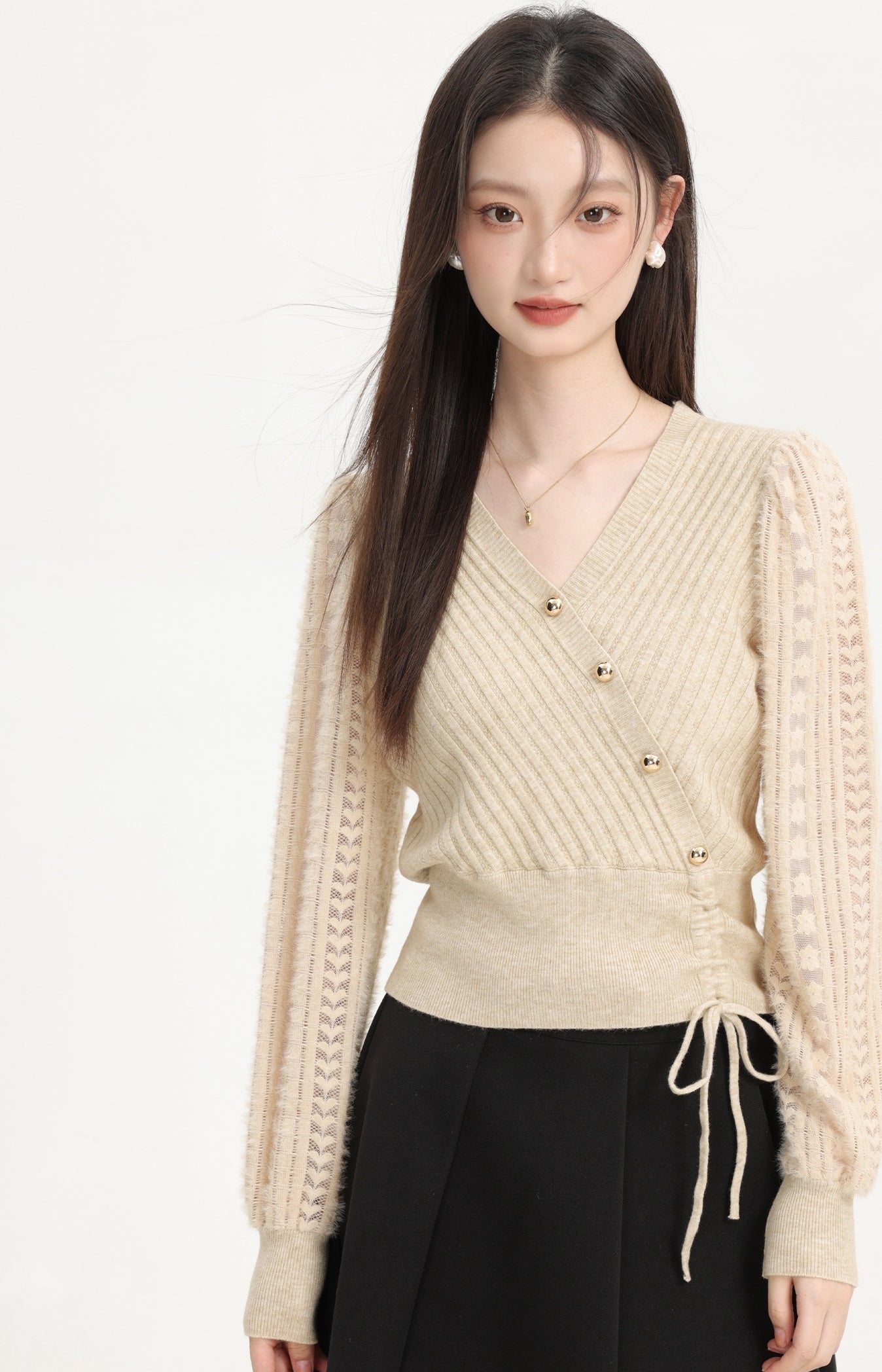 Elegant Vneck Knit Sweater For Fallwinter