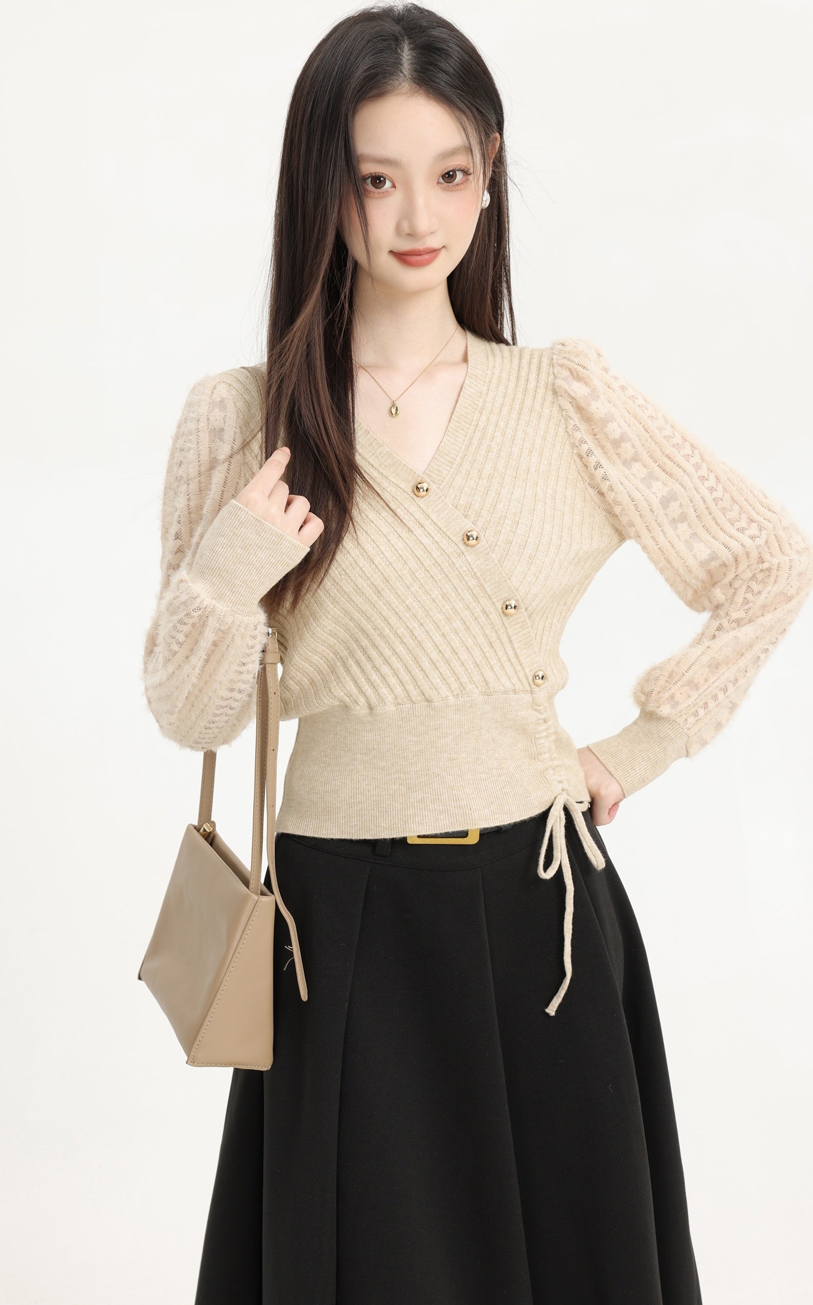 Elegant Vneck Knit Sweater For Fallwinter