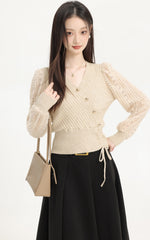 Elegant Vneck Knit Sweater For Fallwinter