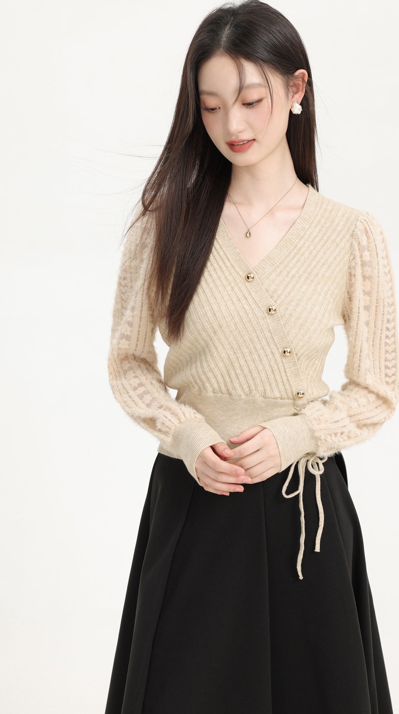 Elegant Vneck Knit Sweater For Fallwinter