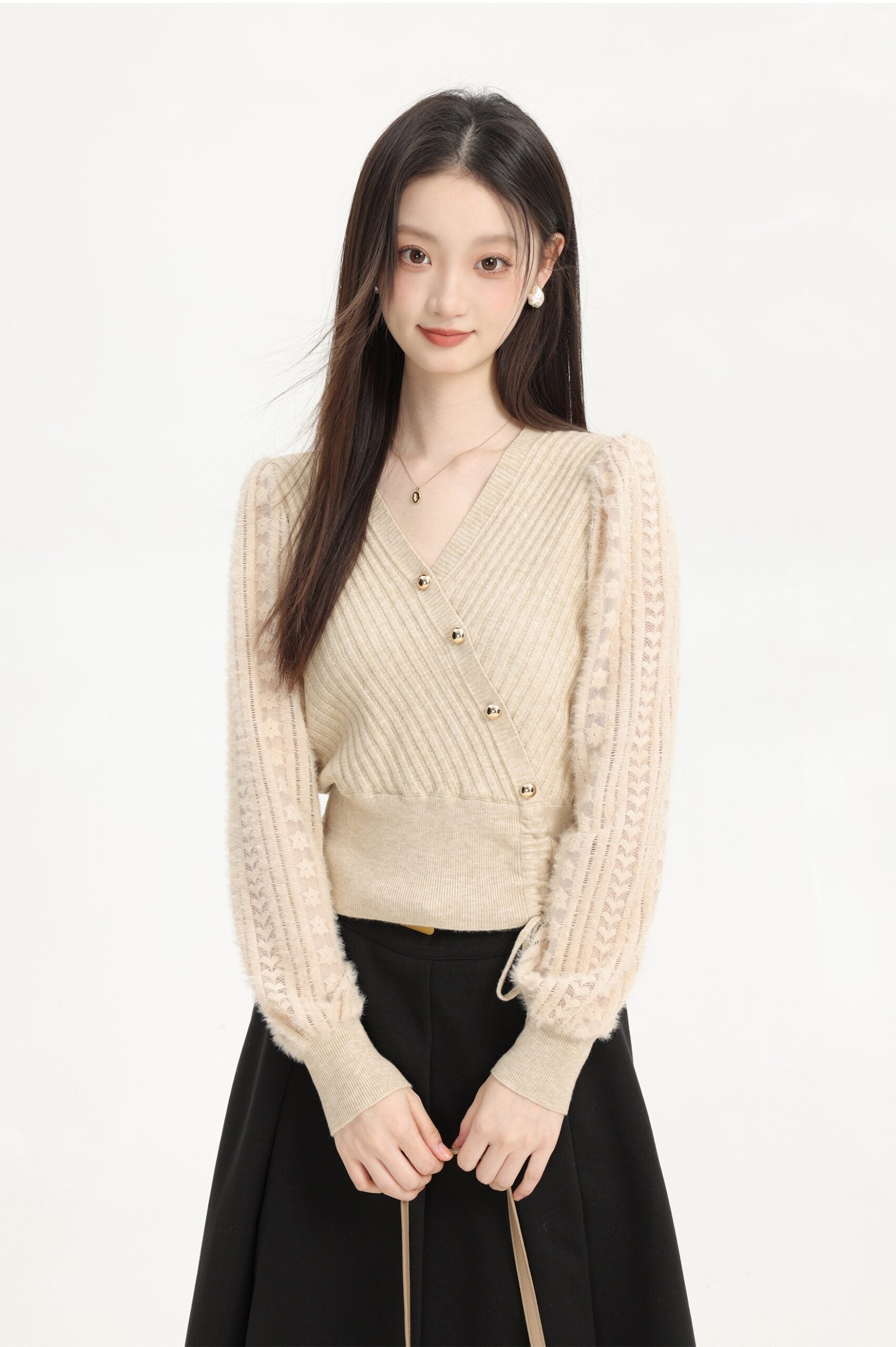 Elegant Vneck Knit Sweater For Fallwinter