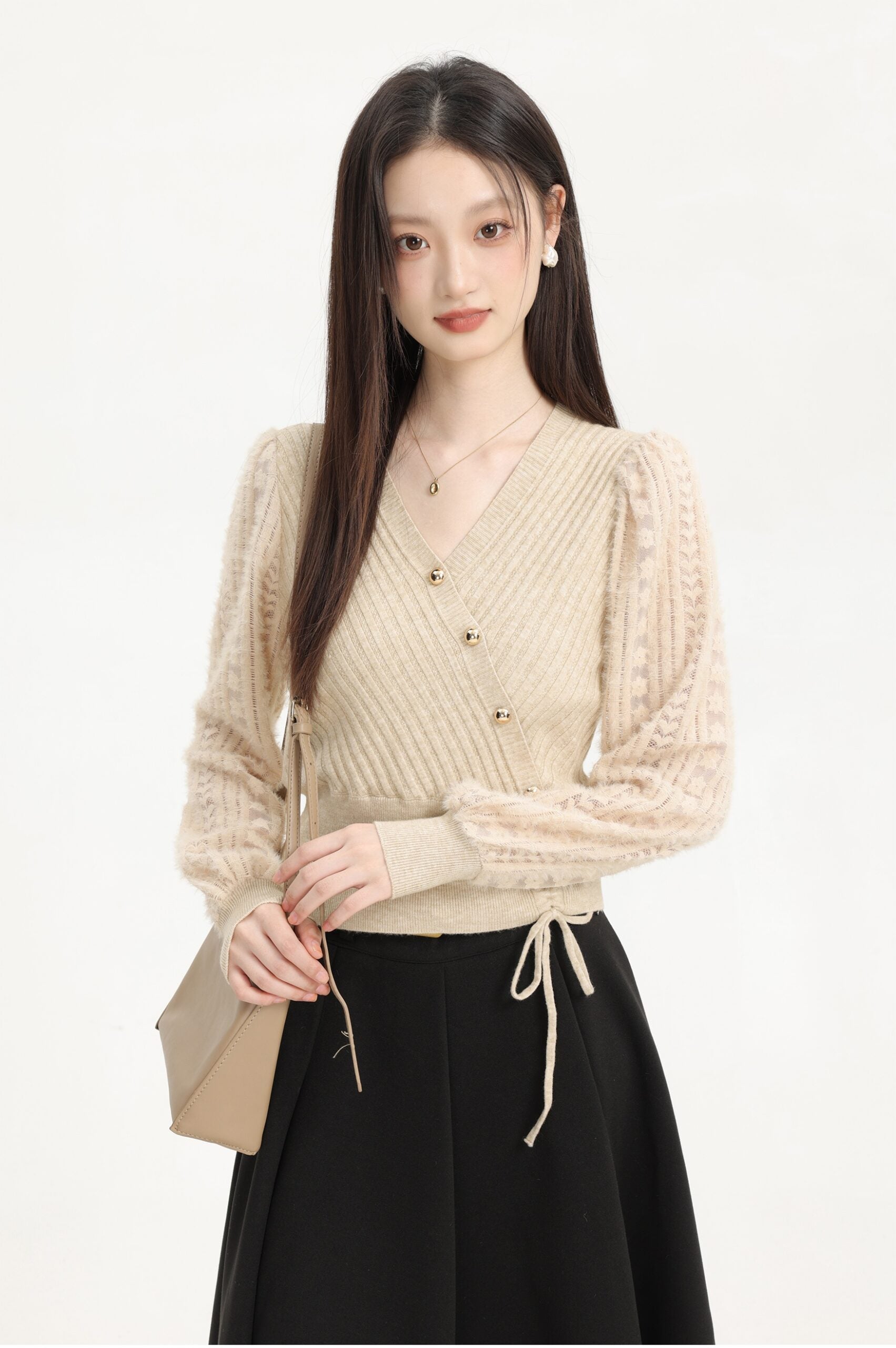 Elegant Vneck Knit Sweater For Fallwinter