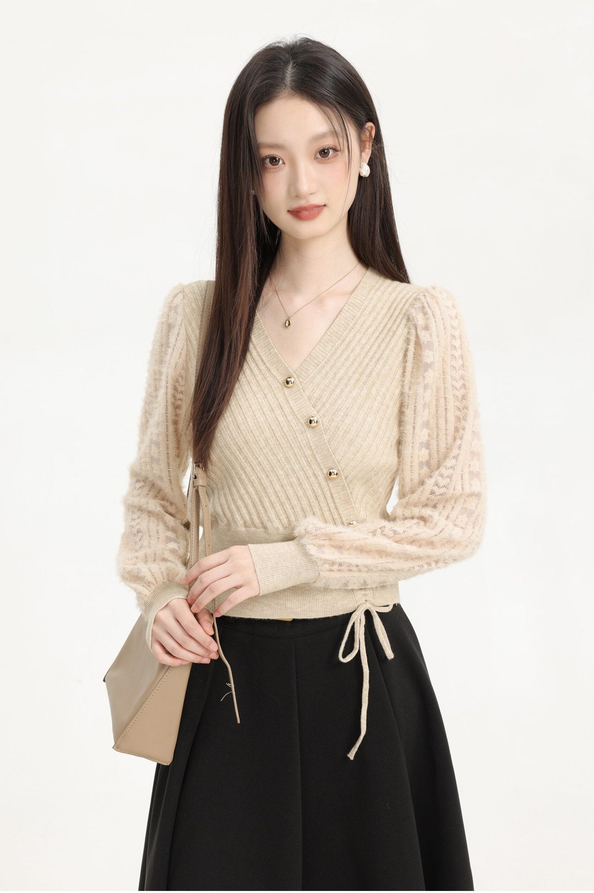 Elegant Vneck Knit Sweater For Fallwinter