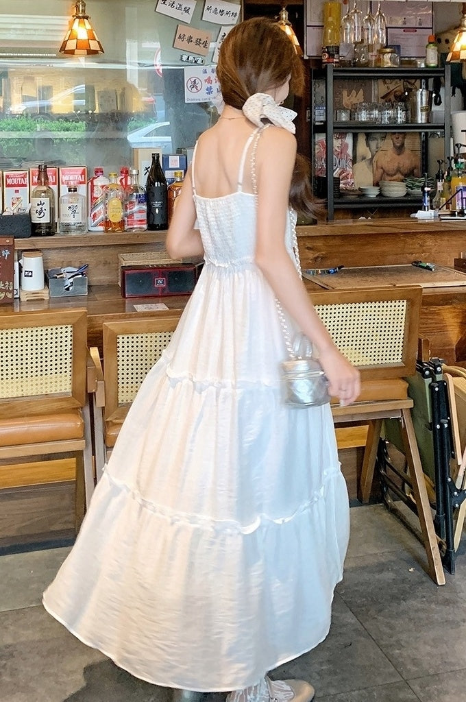 Elegant White Dress Set With Cardigan And Cami