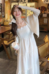 Elegant White Dress Set With Cardigan And Cami