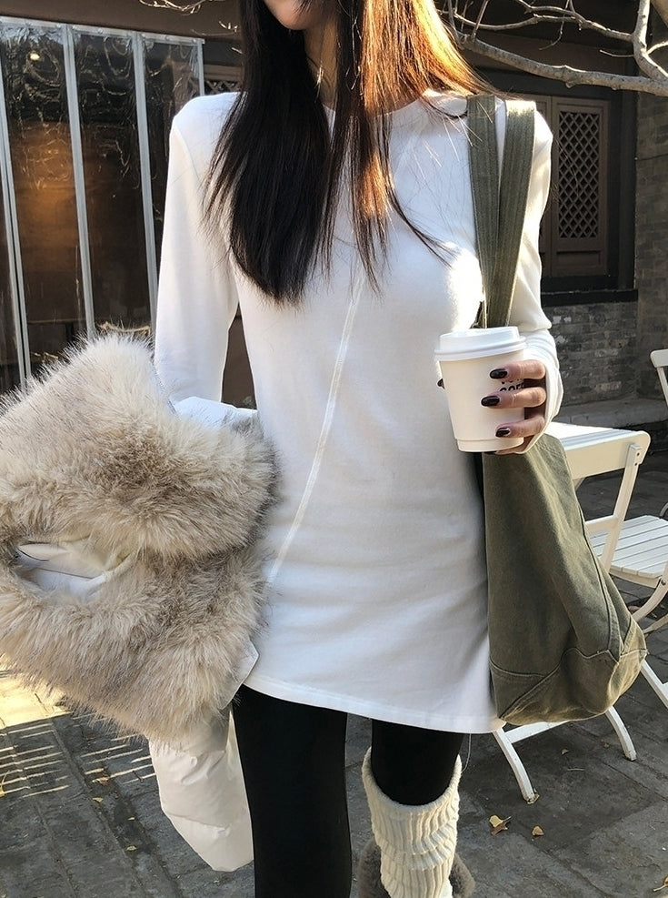 Elegant White Long Sleeve Slim Fit Base Layer Shirt