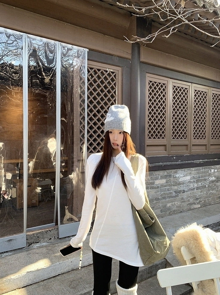 Elegant White Long Sleeve Slim Fit Base Layer Shirt