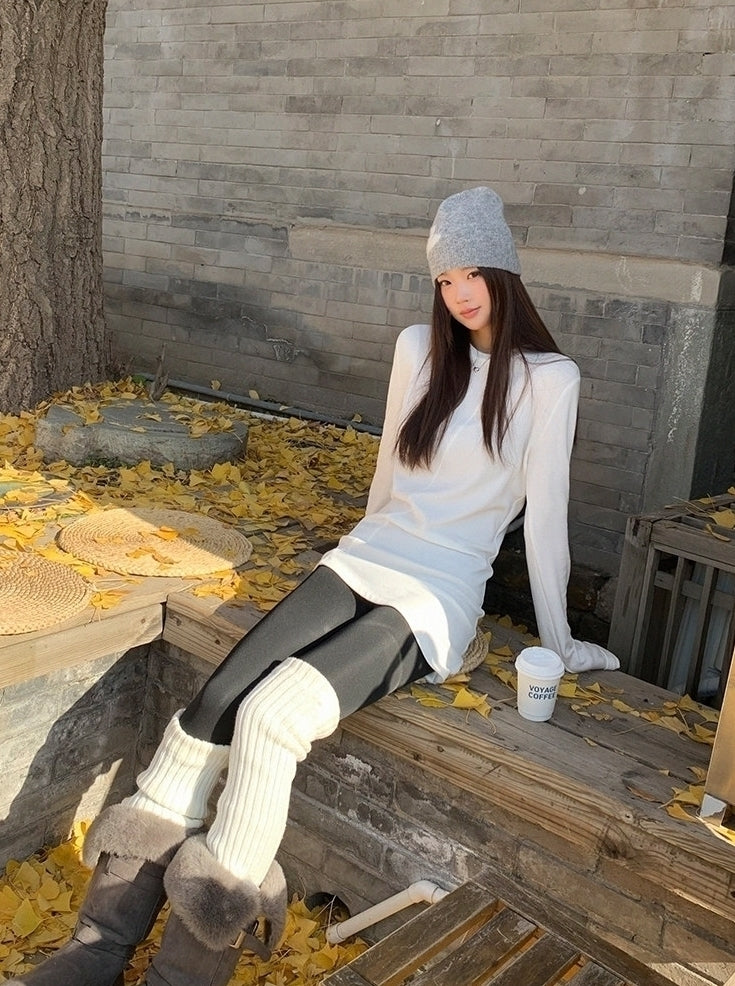 Elegant White Long Sleeve Slim Fit Base Layer Shirt