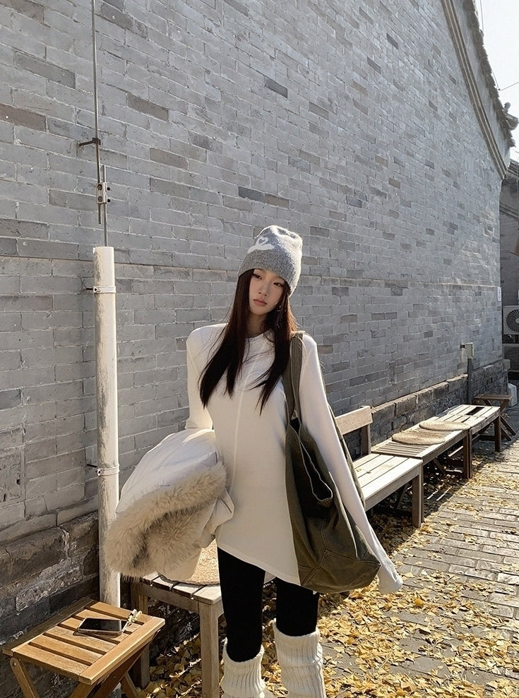 Elegant White Long Sleeve Slim Fit Base Layer Shirt