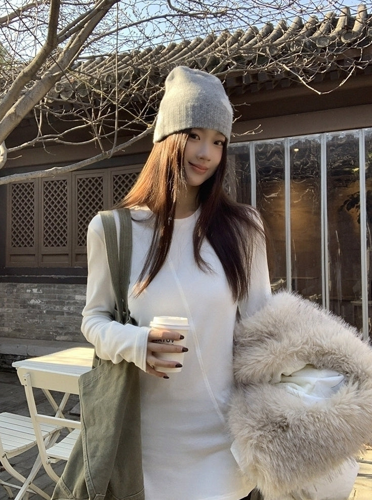 Elegant White Long Sleeve Slim Fit Base Layer Shirt
