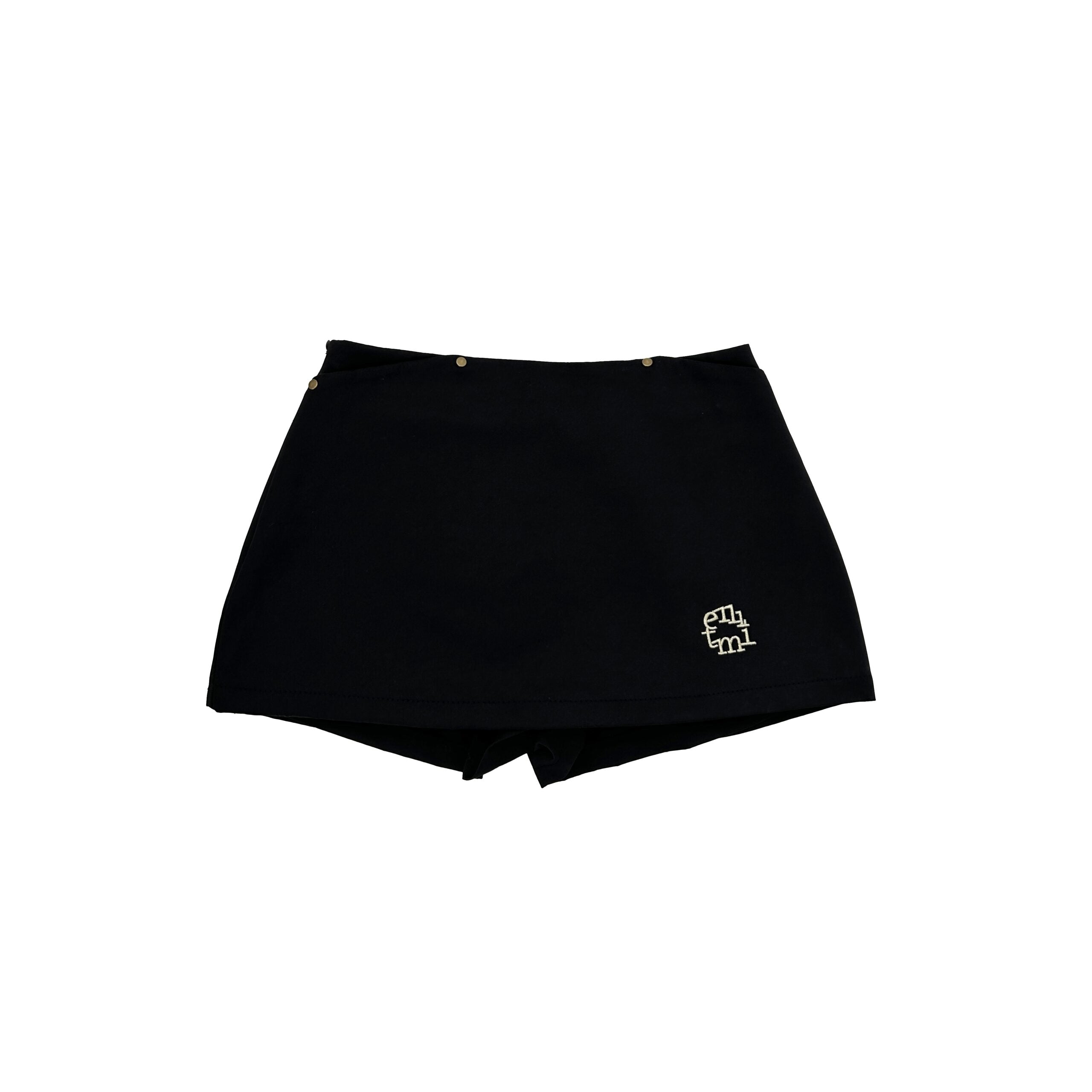 Embroidered Black Low Waist Vintage Mini Skirt