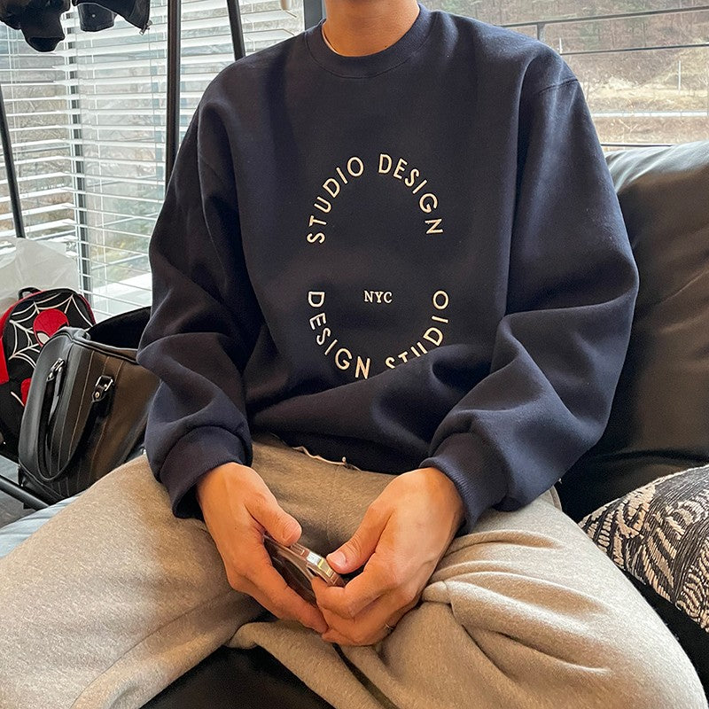 Embroidered Letter Casual Crewneck Sweatshirt