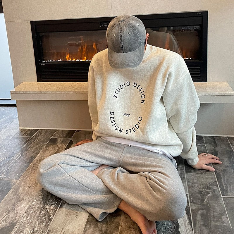 Embroidered Letter Casual Crewneck Sweatshirt