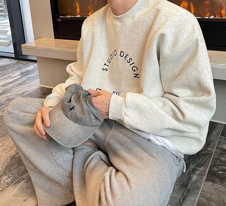 Embroidered Letter Casual Crewneck Sweatshirt