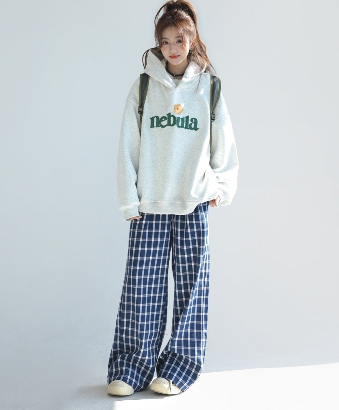Embroidered Letter Patchwork Hoodie Casual Loose Style