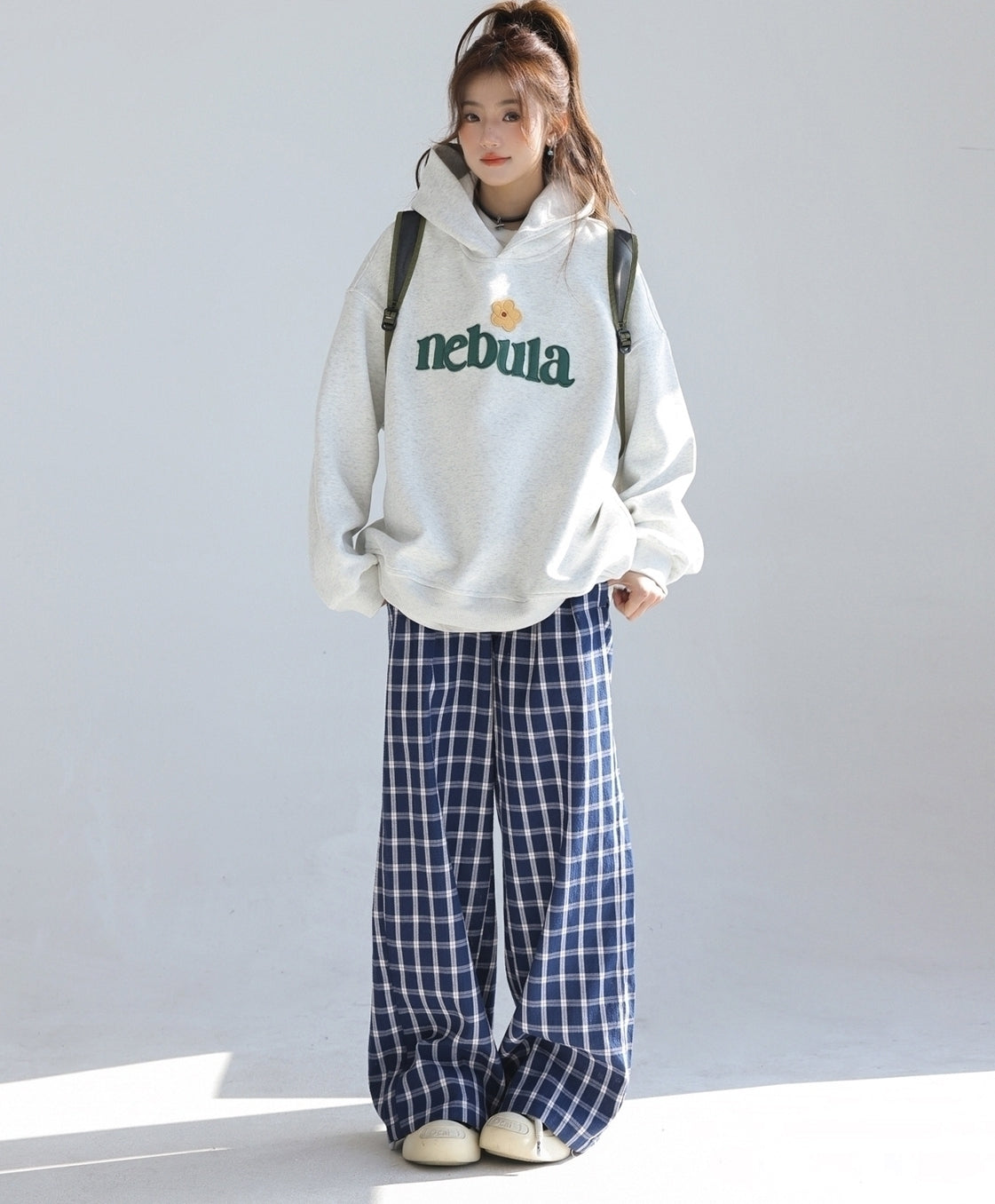 Embroidered Letter Patchwork Hoodie Casual Loose Style