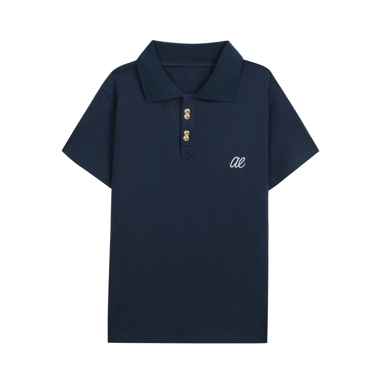 Embroidered Letter Polo Short Sleeve Chic Top