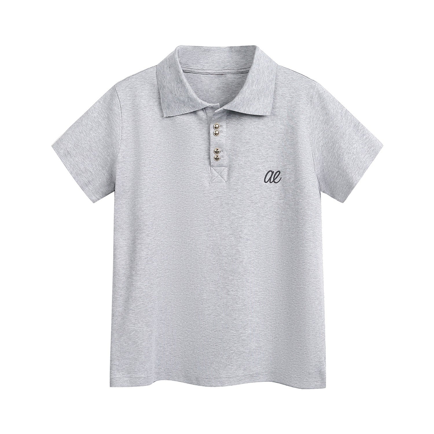 Embroidered Letter Polo Short Sleeve Chic Top