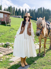 Embroidered Vest Dress Set Elegant Slim Fit
