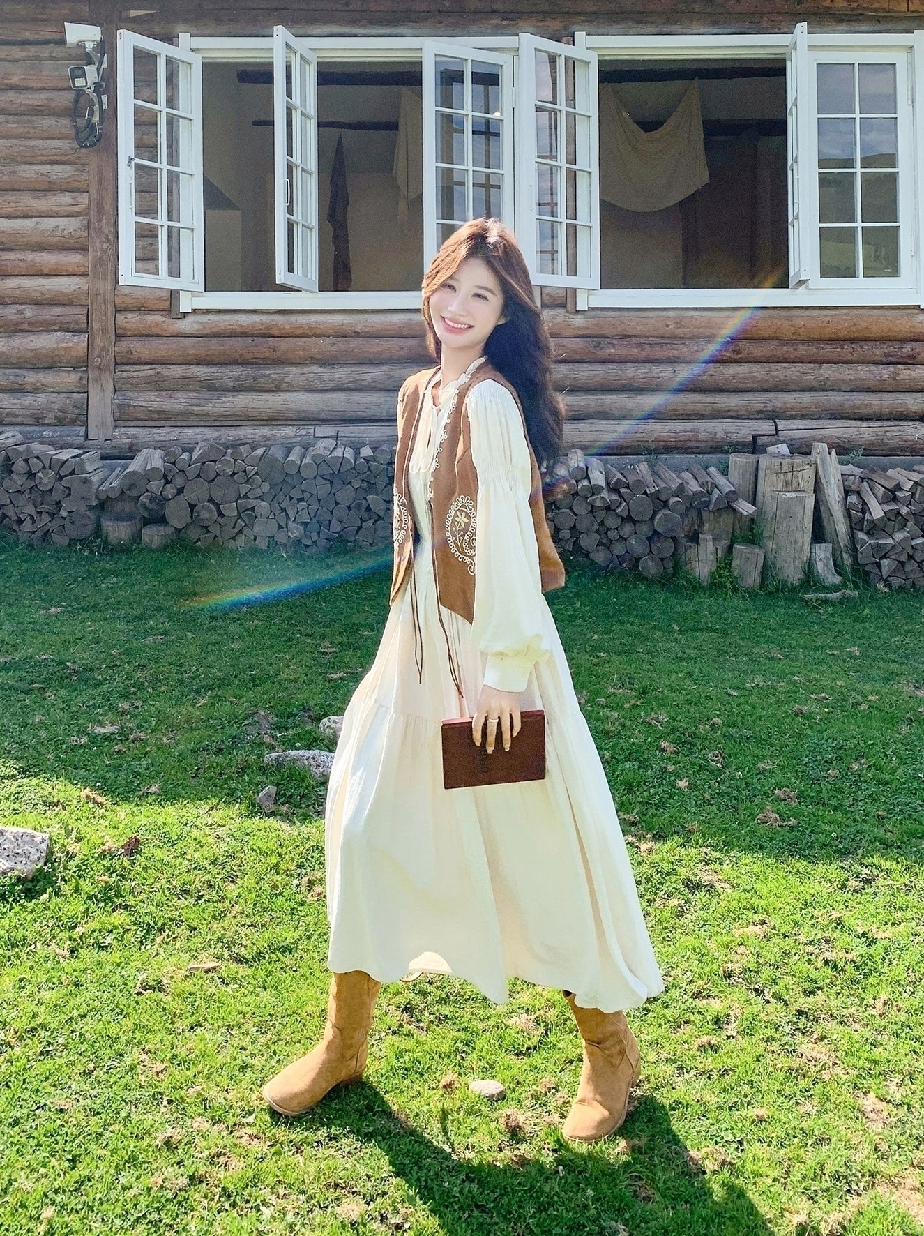 Embroidered Vest Dress Set Elegant Slim Fit
