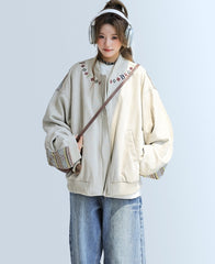 Ethnic Embroidered Patchwork Varsity Jacket