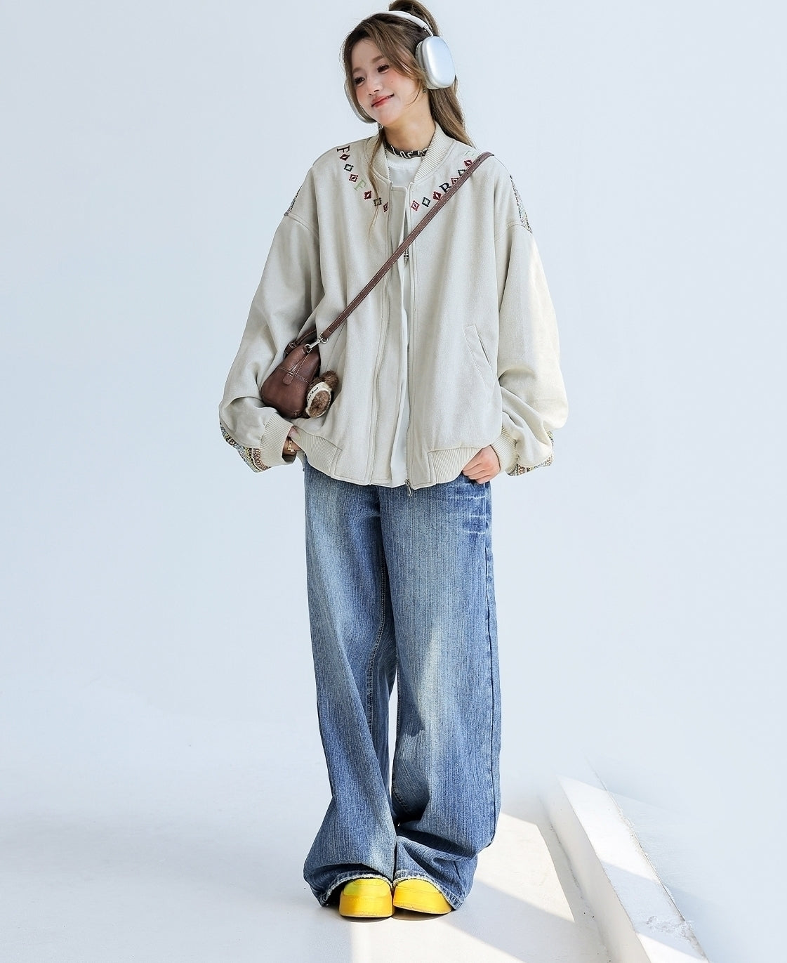 Ethnic Embroidered Patchwork Varsity Jacket
