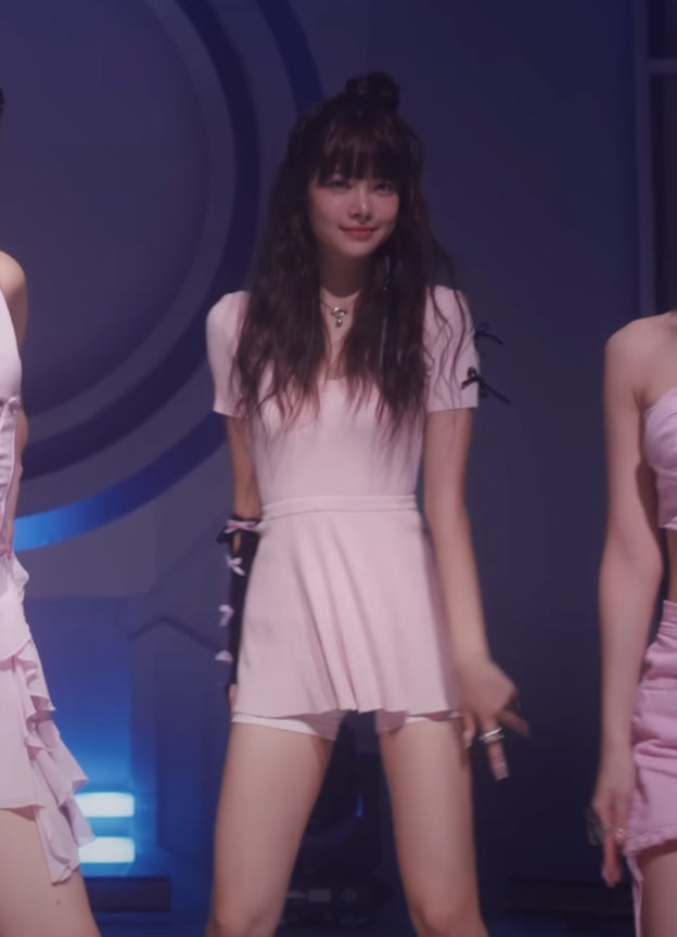 Pink Short Sleeve Flared Dress