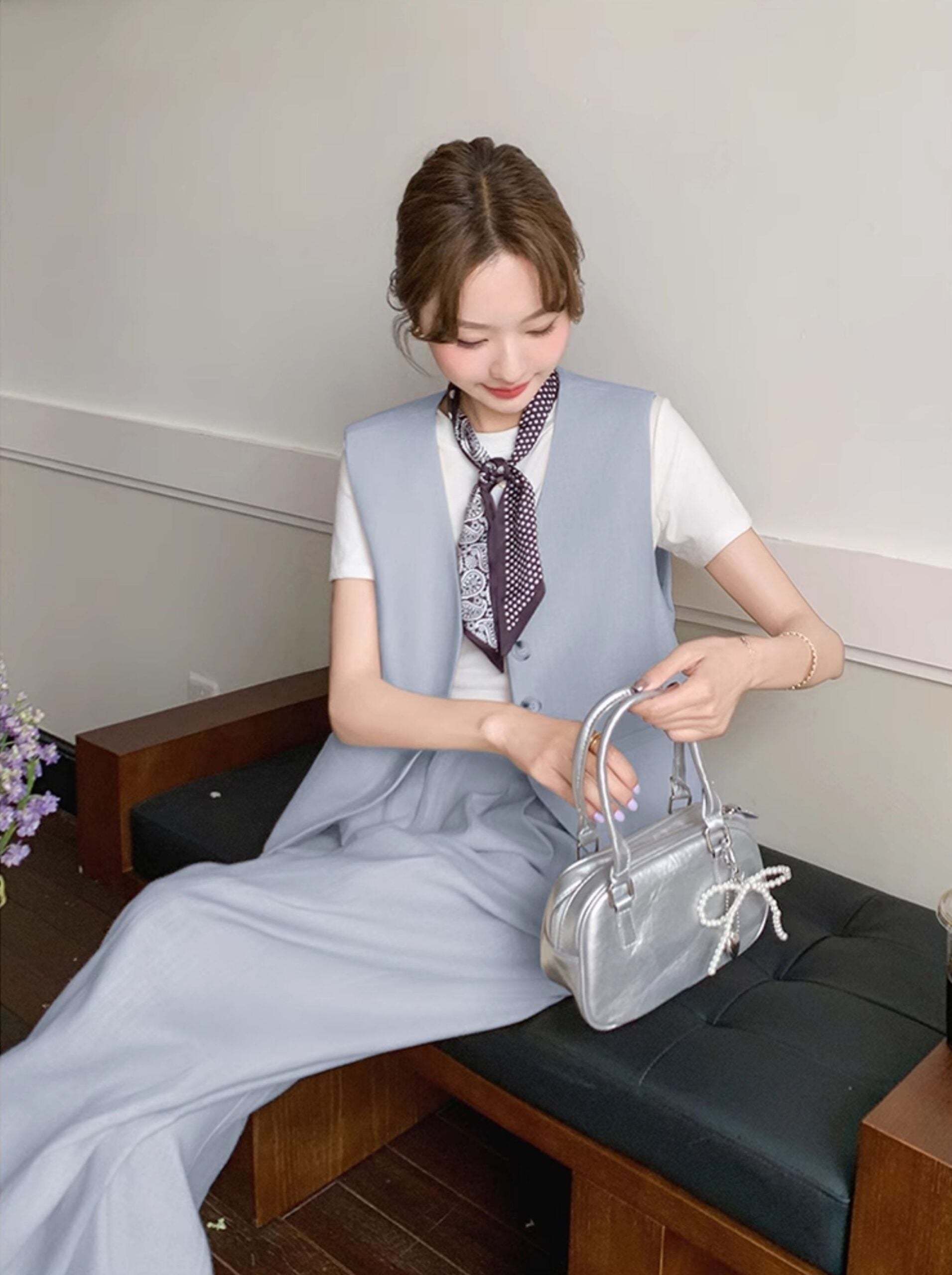 Fashion Casual Vest And Wide Leg Pants Set
