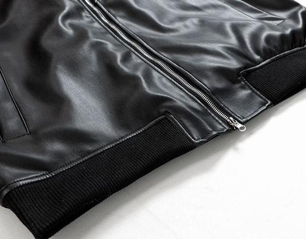 Faux Leather Hooded Patchwork Jacket