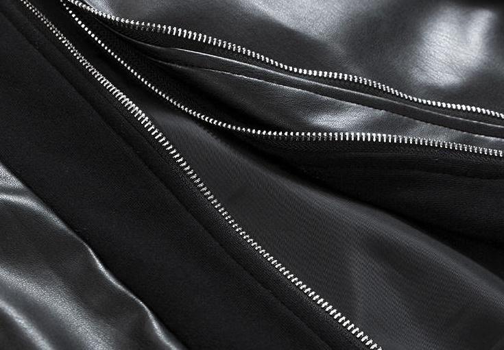 Faux Leather Hooded Patchwork Jacket