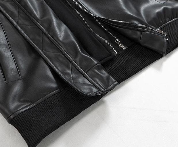 Faux Leather Hooded Patchwork Jacket
