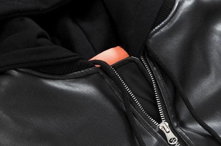 Faux Leather Hooded Patchwork Jacket
