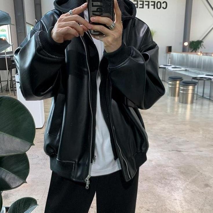 Faux Leather Hooded Patchwork Jacket