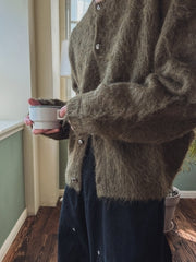Faux Mink Fur Crew Neck Cardigan