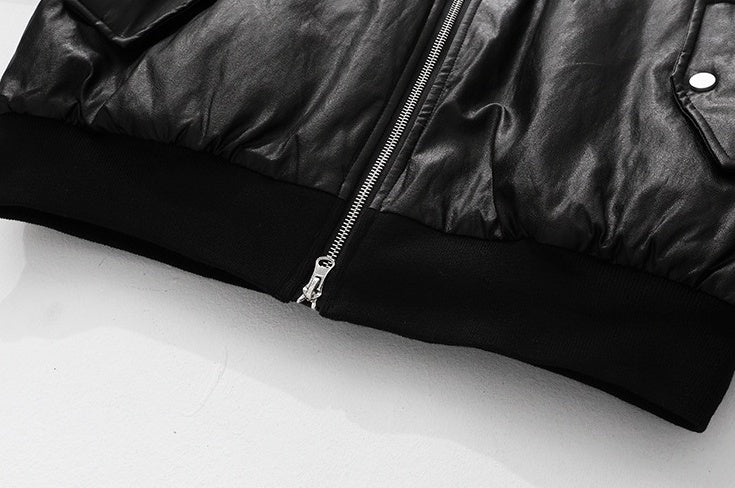 Faux Collar Trendy Pu Jacket