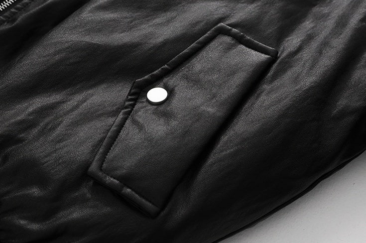 Faux Collar Trendy Pu Jacket
