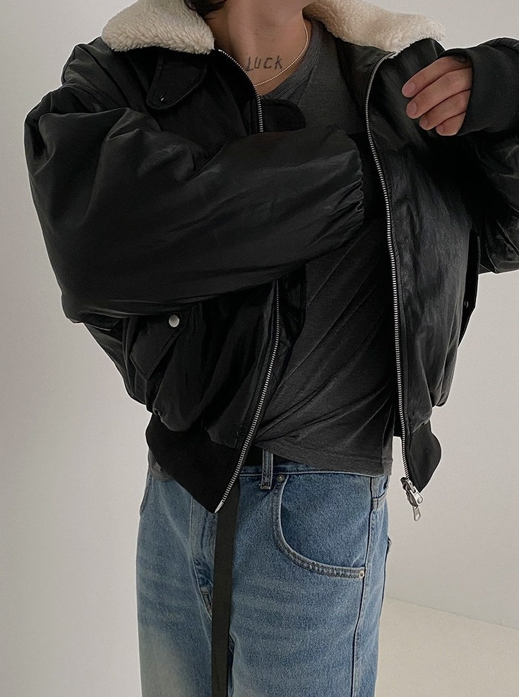 Faux Collar Trendy Pu Jacket
