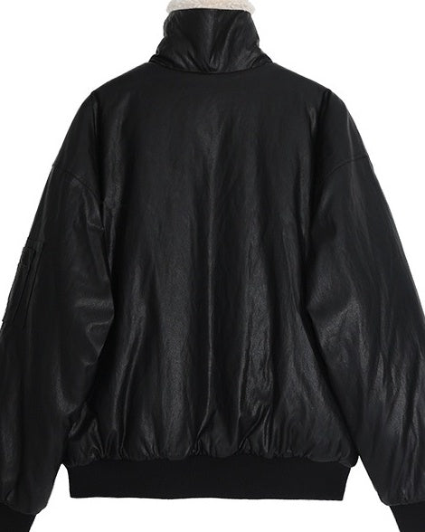 Faux Collar Trendy Pu Jacket