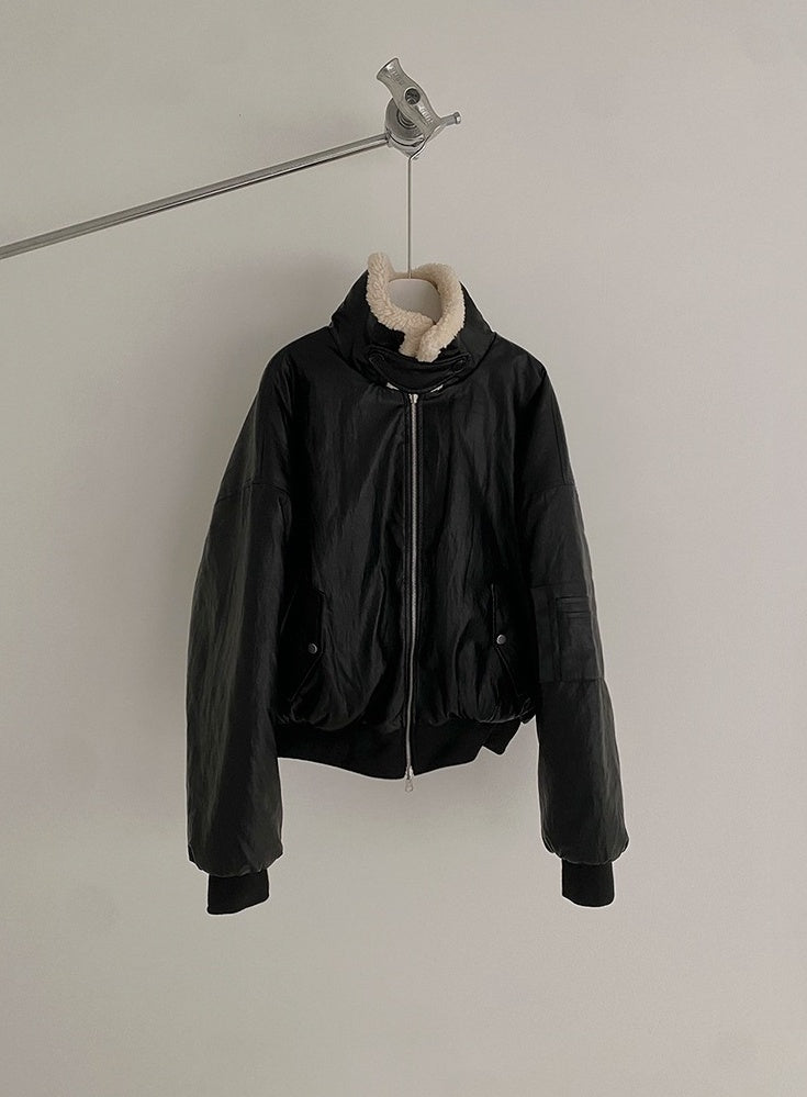 Faux Collar Trendy Pu Jacket