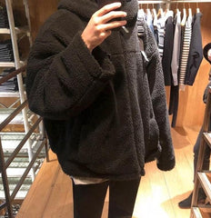 Fleece Lined Oversized Jacket Trendy Style