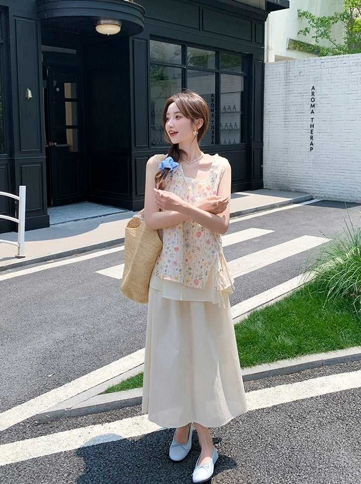 Floral Camisole Skirt Set Summer Vacation Outfit