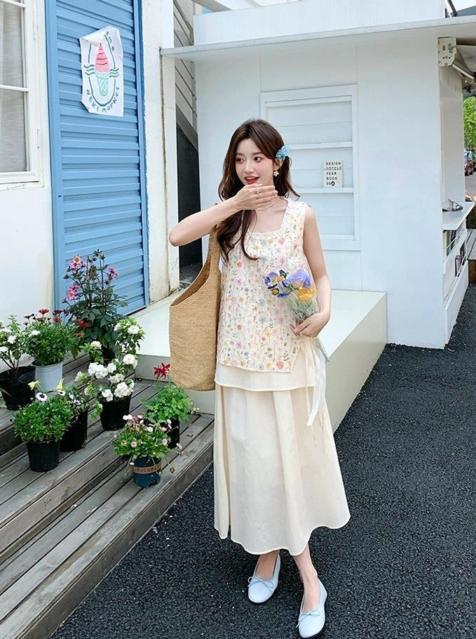 Floral Camisole Skirt Set Summer Vacation Outfit