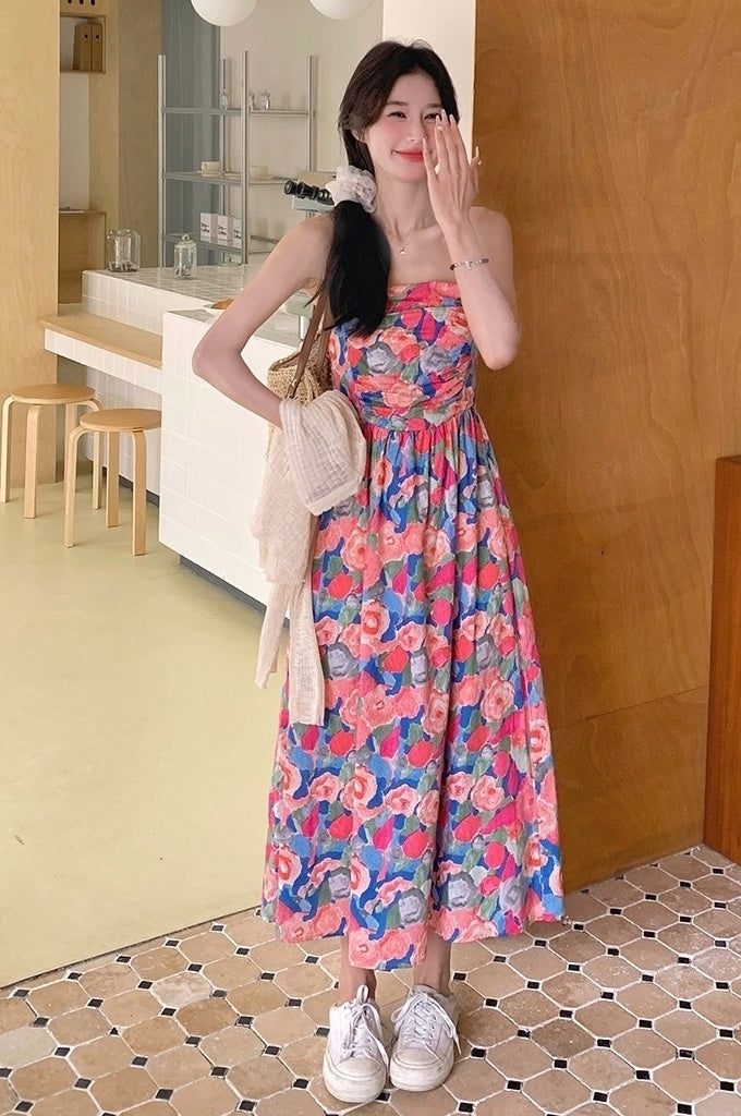 Floral Chiffon Cardigan Dress Set