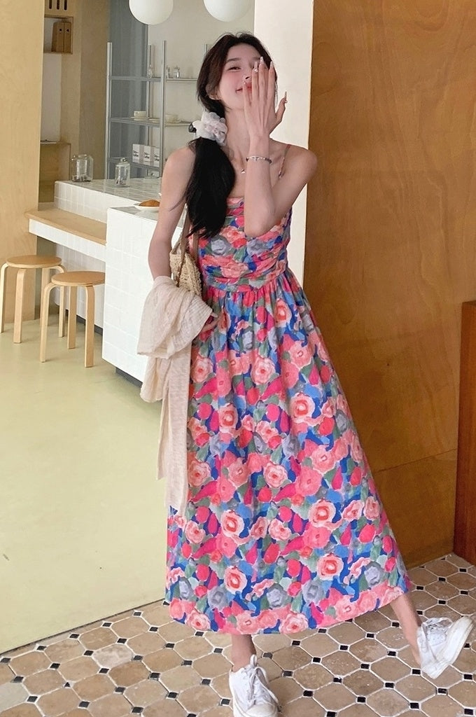 Floral Chiffon Cardigan Dress Set