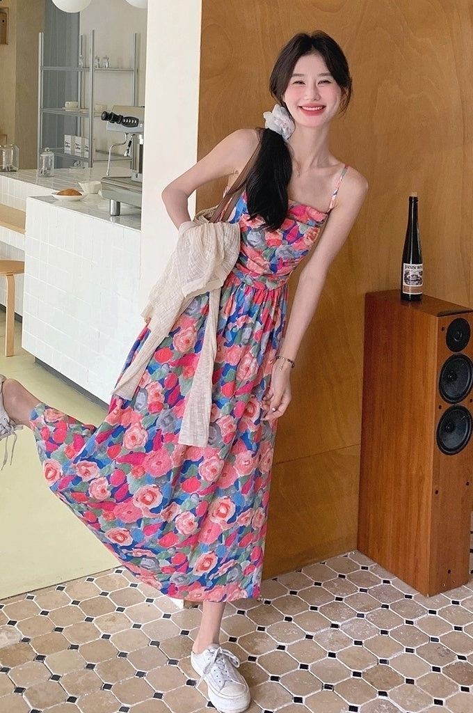 Floral Chiffon Cardigan Dress Set