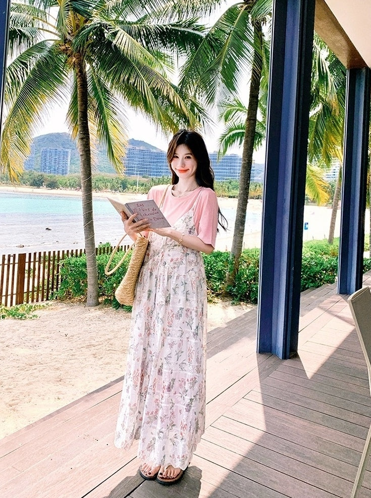 Floral Dress And T Shirt Set Summer Collection